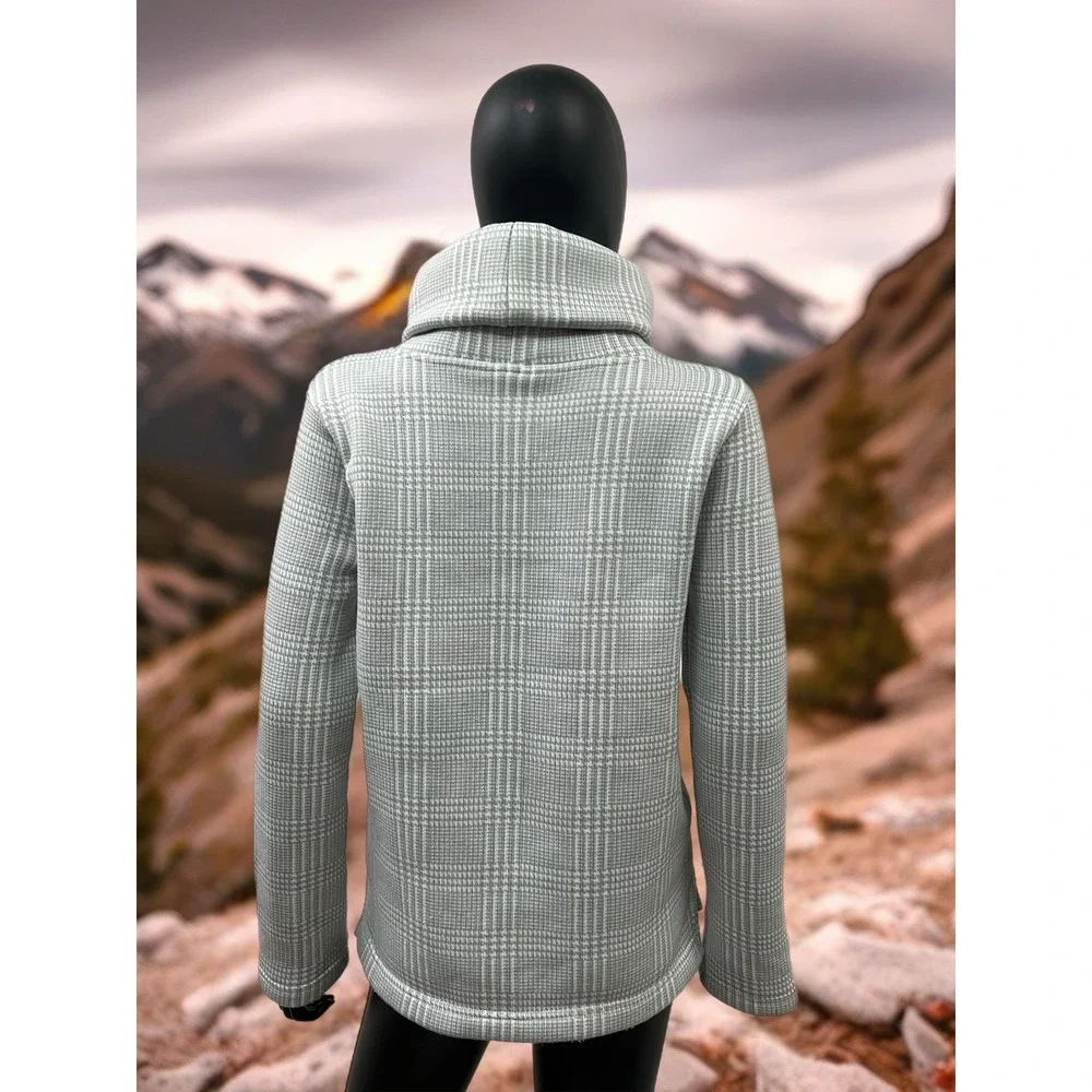 J.Crew Mock Neck Gray Plaid Pullover Sweater Top Women’s‎ Size S